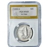 1935-S San Diego Half Dollar PGA MS68