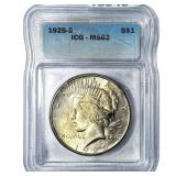 1925-S Silver Peace Dollar ICG MS63