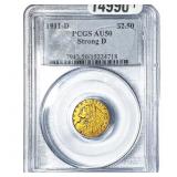 1911-D $2.50 Gold Quarter Eagle PCGS AU50 Strong D