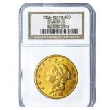 1866 $20 Gold Double Eagle NGC AU50 Motto