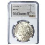 1878-CC Morgan Silver Dollar NGC MS62