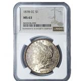 1878-CC Morgan Silver Dollar NGC MS63