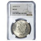 1878-CC Morgan Silver Dollar NGC MS62