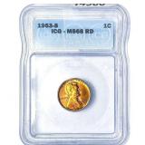 1953-S Wheat Cent ICG MS68 RD