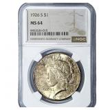 1926-S Silver Peace Dollar NGC MS64