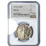 1916-D Walking Liberty Half Dollar NGC AU53