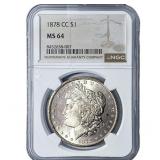 1878-CC Morgan Silver Dollar NGC MS64