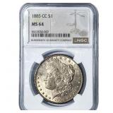 1885-CC Morgan Silver Dollar NGC MS64