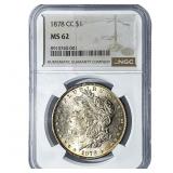 1878-CC Morgan Silver Dollar NGC MS62