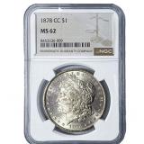 1878-CC Morgan Silver Dollar NGC MS62