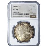 1888-S Morgan Silver Dollar NGC MS63