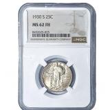 1930-S Washington Silver Quarter NGC MS62 FH