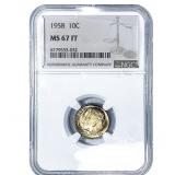 1958 Roosevelt Dime NGC MS67 FT