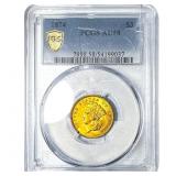 1874 $3 Gold Indian Princess PCGS AU58