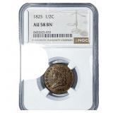 1825 Classic Head Half Cent NGC AU58 BN