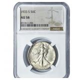 1933-S Walking Liberty Half Dollar NGC AU58