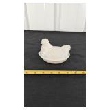 MILK GLASS HEN ON NEST