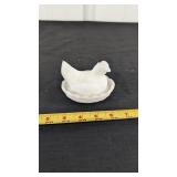 MILK GLASS HEN ON NEST