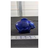 COBALT BLUE GLASS PIGGY BANK