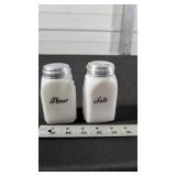MILK GLASS SALT AND FLOUR SHAKERS