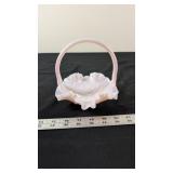 PINK FENTON GLASS BASKET