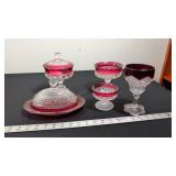RUBY RED CROWN GLASS LOT