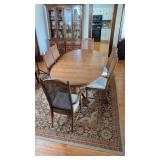 OAK DINING TABLE AND CHAIRS 30' TALL X 87' X 43'