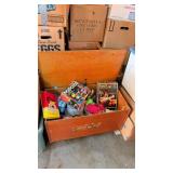 WOODEN TOY CHEST WITH CONTENTS