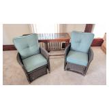 WICKER CHAIRS WITH FOOTSTOOLS