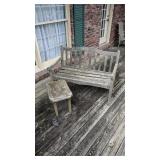 WOODEN BENCH AND TABLE DAMAGED