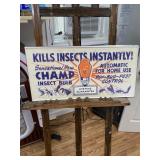 CHAMP Insect Bulb Embossed Metal Sign