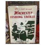 Winchester Fishing Tackle Painted Metal Sign