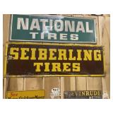 Vintage Seiberling Tires Embossed Metal Sign