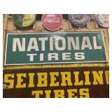 Vintage National Tires Embossed Metal Sign