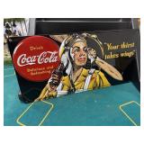 Coca-Cola Embossed Girl Aviator Sign- Very Nice!