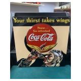 Coca-Cola Metal Embossed Sign-Thirst Takes Wings