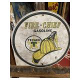 Texaco Fire Chief 12" Round Metal Sign GAS OIL
