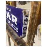 Vintage Cobalt Porcelain Star Tobacco Flange Sign