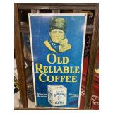 Vintage Old Reliable Coffee Metal Sign