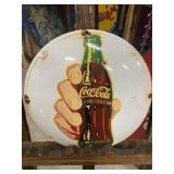 Coca-Cola 12" Round Porcelain Sign with Bottle