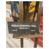 Early Cast Iron Public Swimming Sign WHITE ONLY