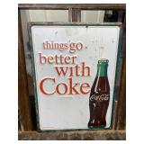 Coca-Cola COKE Embossed Metal Sign-SODA GAS OIL
