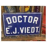 Vintage Cobalt Blue Porcelain Doctor Sign