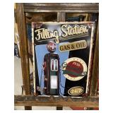 Gas & Oil Filling Station Embossed Metal Sign-Pump