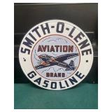 Smith-O-Lene Aviation Round Metal Gas Sign GAS OIL