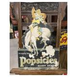 Vintage RARE Popsicles Easel Back Sign