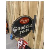 Vintage Goodrich Tires 2 Sided Metal Flange Sign