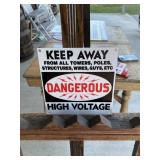 Keep Away Danger High Voltage PC Porcelain Sign