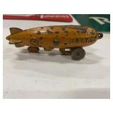 Vintage NAVY Orange Cast Iron Toy Zeppelin Blimp