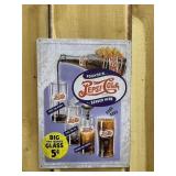 Pepsi-Cola Embossed Metal Sign-Big 10 oz. Glass